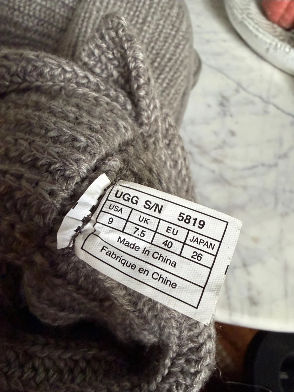 UGG Cardy Tall Button Down Knit Boots Gray Women’s Size 9
